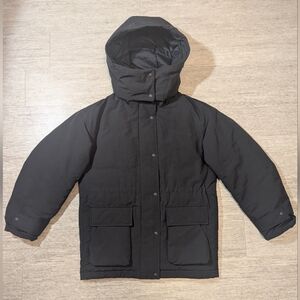 UNIQLO Women’s Adjustable Black Hybrid Down Coat Hooded Oversized Jacket